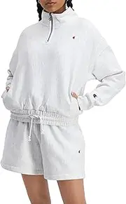 [Bonds] CHAMPION Women's Reverse Weave Quarter Zip, Silvery Grey, Medium