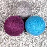 Wool Dryer Balls Reusable Laundry Fabric Softener Set of 3 - Teal/Gray/Purple