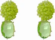 [RYEPOLNIX] Handmade Earrings Beaded Grape Green Gemstone Beaded Stud Earrings Holiday Summer Beach Sweet Cute Cool Girls Party Earrings/606