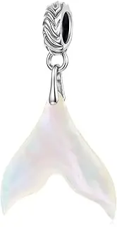 [Teleye] Dreamy Mermaid Tail Pendant Charm 925 Sterling Silver Charm Fits For Pandora Bracelet, SCC3095, Medium, Cubic Zirconia Sterling Silver, Cubic Zirconia