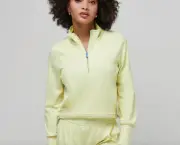 New Travis Matthew TULUM WEEKEND MOVEKNIT HALF ZIP Pale Lime Yellow Size Small