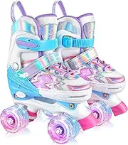Kids Roller Skates for Girls Ages 3-12, Toddler Skates for Boys, 4 Size Adjustable for Beginners