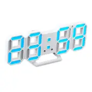 Creative USB Charging 3D Digits Adjustable Brightness Thermometer Date Display LED Alarm Clock BLUE COLOR