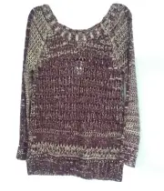 Narciso Rodriguez for Design Nation Womens L Marled Purple Beige Sweater $64 NEW