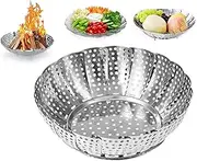 Multi-purpose Stainless Steel Basket, Folding Veggie Steamer, Fruit Plate, Foldable Firepit (2EA)