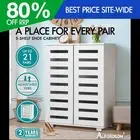 ALFORDSON Shoe Cabinet Organiser Storage Rack Drawer Shelf 21 pairs White