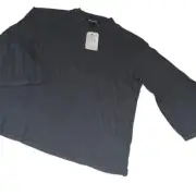 Billabong Off Black Ruffled Flutter Mock Neck Sleeves Top Size L NWT