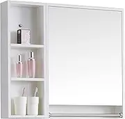 Medicine Cabinet, Solid Wood Medicine Cabinet, Bathroom Mirror Cabinet, Wall-Mounted Medicine Cabinet, Separate Vanity Mirror with Storage Rack, Bathroom Wall Mirror