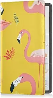 [Caihoyu] Premium Leather Auto Registration Insurance & ID Card Holder Men Women Essential Car Wallet Case for Cards, Essential Document, Driver License Vehicle Paperwork Sweet Flamingo