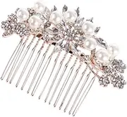 MERRYHAPY Wedding Hair Comb Bridal Hair Accessories Hair Accessories for Women Side Hair Combs Hair Slides for Weddings Wedding Comb Wedding Hair Accessories Bridal Hair Comb Rose Gold