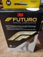 Futuro Compression Anti Embolism Knee Length Stockings, White Size M NEW
