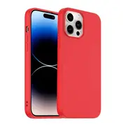 For Apple iPhone 14 Pro Silicone Silky Soft Case with Microfiber TPU Ultra Slim Anti Scratch Shockproof Cover (Red)