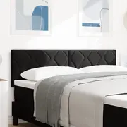 Headboard with Diamond Blocks Design in Black 140 cm Velvet