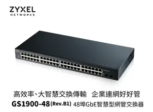 Zyxel 合勤 GS1900-48HP 智慧型網管48埠Gigabit PoE 網路 交換器