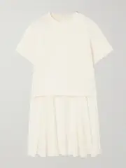[Sacai] Sacai - Layered Canvas And Chiffon T-shirt - White - 2 2 White
