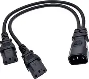 C14 to 2 X C13,C14 Splitter,IEC320 C14 to Dual C13 Female Power Y Splitter Adapter Cable Cord, IEC C14 to 2X IEC C13 Female Socket Y Split Power Extension Cable (0.3m/1ft)