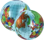 jojofuny 2Pcs Inflatable Globe World Map Balls Educational Geography for Portable Globe Beach Ball for Fun Convenient Learning Tool