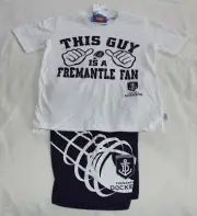 Fremantle Dockers AFL This Guy Boys White Purple Printed Pyjama Set Size 10 New