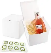 Frantis White Gift Boxes 15 Pack 6x6x6 Inch With Lids for Party, Ornament, Wedding - Easy to Assemble With 16 Thank You Stickers