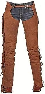 [HKM SPORTS EQUIPMENT] Unisex Show Chaps Trousers with Fringe 2200, Unisex_Adult, Trouser, HKM 4000315455096, Light Brown, M