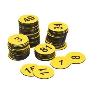 Plastic Number Tag, 1-100 Sign Tag Acrylic Yellow with Self-Adhesive, 100pcs