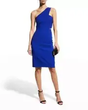 Aidan by Aidan Mattox One Shoulder Crepe Dress - size 10 - Sapphire Blue
