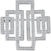 [Bling Jewelry] Statement Large Pave Wedding Bridal Crystal Fashion Gatsby Vintage Art Deco Style Scarf Brooch Pin For Women Silver Plated Brass