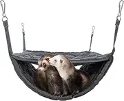 Niteangel Luxury Double Bunkbed Hammock, Fit 2 Adult Ferrets or 5 More Adult Rats Warm Plush Hanging Hammock Bed Hideout for Hamster Guinea Pig Rat Ferret Chinchill(Gray)