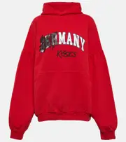 [Balenciaga] Balenciaga Printed cotton jersey hoodie AU 12 red