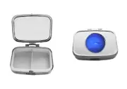 neptune planet codec20 DOME on a silver metal pill box 2 slots Tablet Storage