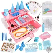 QUILLING KIT with Paper Crimper Tool Husking Board Electronic Pen Pink JOYPLUS