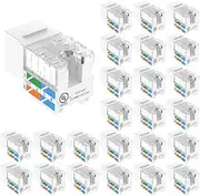 VCE Cat6 RJ45 Keystone Jack Insert UL Listed 25-Pack, 90 Degree Punch Down Keystone Jack Adapter