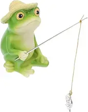 LOORGVEL Garden Animal Figurine Decor Lifelike Outdoor Frog Fishing Statue for Fish Rockeries Flower Beds Whimsical Resin Ornament to Enhance Your Garden Ambiance