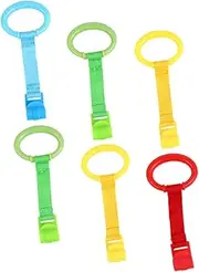 OFFIGAM 6Pcs Pull Rings Newborn Crib Hanging Rings for Walking Assist Safe and Durable Nursery Ring Play Gym Handle for Learning to Stand