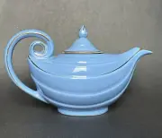 Vintage Hall Aladdin Teapot Blue & gold trim 6 Cup #0663 USA Porcelain
