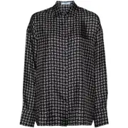 [Prada] Prada Printed Twill Silk Shirt 44 IT BLUE