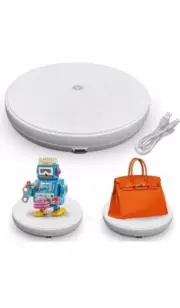 fotoconic White Electric Motorized Rotating Turntable Display Stand with LED