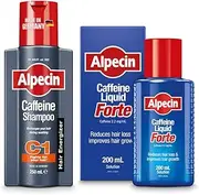 Hair Loss Set | Alpecin Caffeine Shampoo 250ml + Caffeine Liquid Forte 200ml |Reduces Hair Loss and Improves Hair Growth | Energizer for Strong Hair | Hair Care Made in Germany
