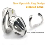 New Long Stainless Steel Chastity Cage Device Locking Belt Hinged Ring For Men%