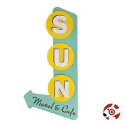 Bullseye Playground Summer Novelty Retro Wall Decor Sign "SUN Motel & Cafe"