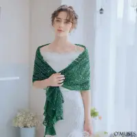 在飛比找momo購物網優惠-【OMUSES】蕾絲雪紡亮片珠飾綠色披肩11-7135(F)