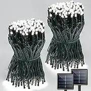 Solar Lights, Super-Long 2-Pack Each 72FT/ 22M Solar String Lights 200 LED Extra-Bright Solar Christmas Lights Outdoor, Waterproof Green Wire 8 Modes Solar Lights (Cool White)