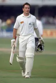 Graeme Hick after his innings of 63 runs for England in the 3- Old Cricket Photo