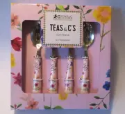 PINK MAXWELL & WILLIAMS TEAS & C’S CONTESSA TEASPOONS – SET OF 4 NEW IN GIFT BOX
