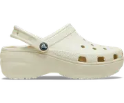 Crocs Womens Classic Platform Clog Sandals Slip On Shoes - Bone