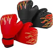 YARNOW 2 Pairs Boxing Gloves Comfortable Kickboxing Gloves for Durable PU Material with Breathable Mesh for Sparring and Training Fire Red