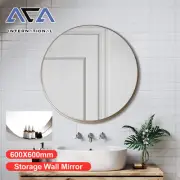 60cm Bathroom Vanity Wall Mounted Round Mirror Make-up Decor Storage Functional