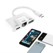 Catzon Type C to RJ45 Ethernet Adapter with Charge Port and USB Port Plug and Play
