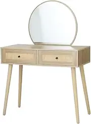 Artiss Dressing Table Vanity Makeup Mirror Cosmetic Rattan Drawers Wooden Leg