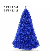 5/6/7FT Blue Christmas Tree Lush Branches Metal Stand Frame Xmas Decoration